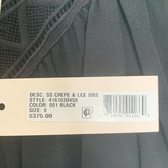 Rebecca Taylor Black Crepe Lace Short Sleeve Dress - Picture 12 of 12